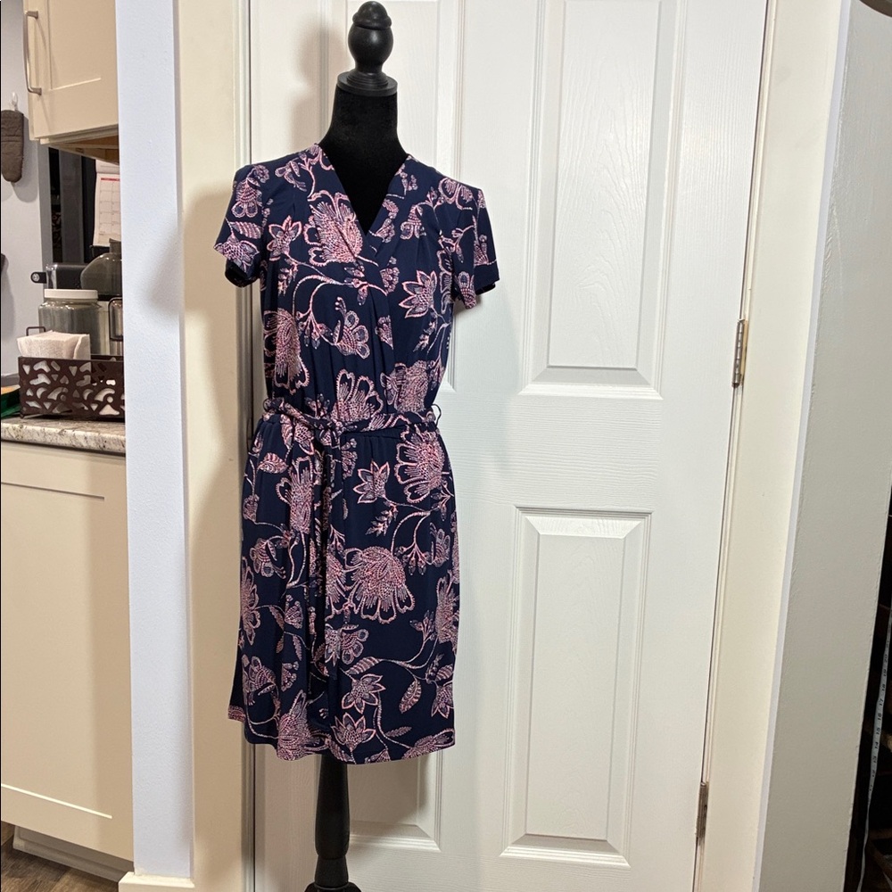 Banana Republic Navy Mini Dress with Pink Floral Print